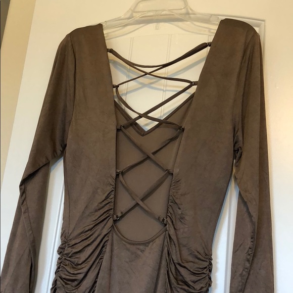 Bebe dress scrappy front open back size Medium M - Picture 4 of 7